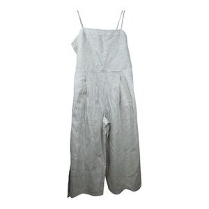 Banana Republic White and Gray Striped Linen-Blend Jumpsuit – Size 12